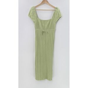 LPA Revolve Women's Coco Dress Ribbed Lime Knit Sweater Size Large Cottage Boho